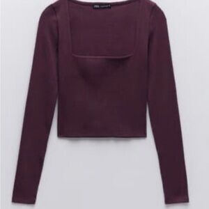 Zara Women's Long Sleeve Square Neck Top